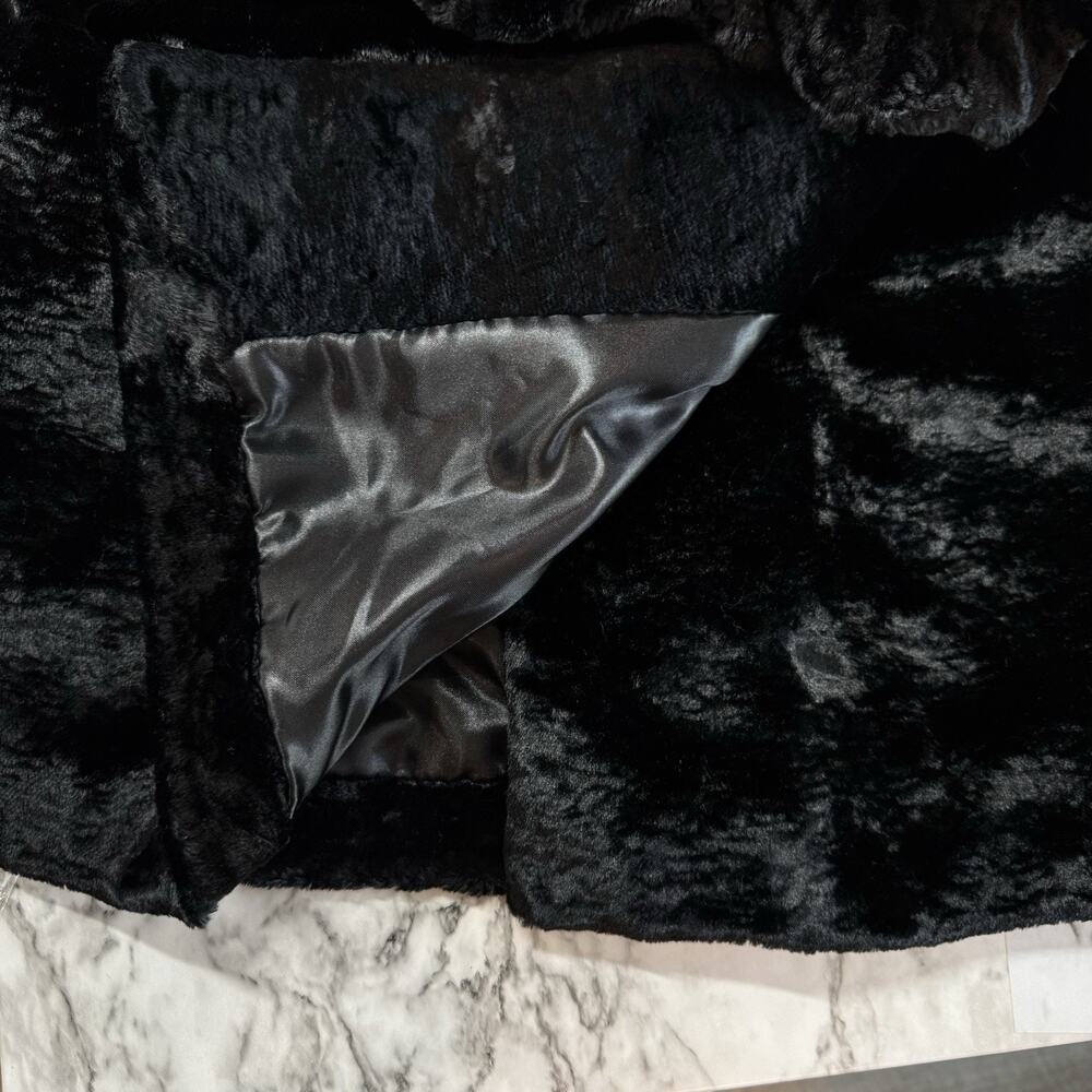 VTG Dasco Faux Fur Black Long Womens Size Large Mob Wife Glamour Silky Soft - Picture 8 of 8